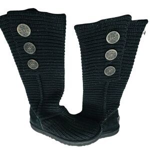 Copy - Ugg Shoes Classic Cardy Ugg Detailed Knit Boot Black #F3009J Euc Size 6